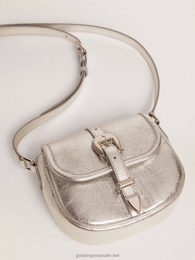 Small Rodeo Bag in silver laminated leather FN20N472 Women Golden Goose