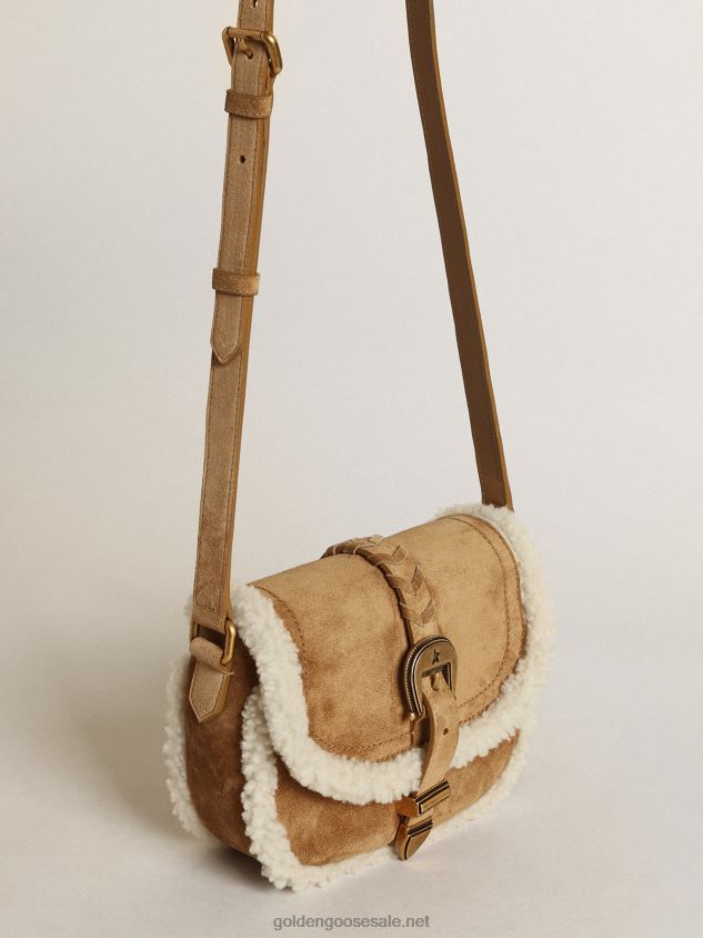 Small Rodeo Bag in suede with shearling details FN20N458 Women Golden Goose