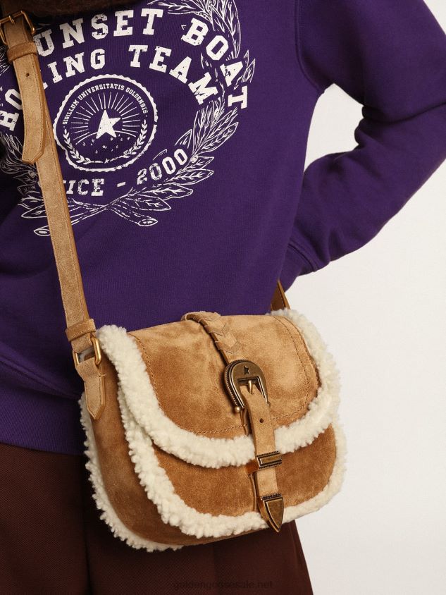 Small Rodeo Bag in suede with shearling details FN20N458 Women Golden Goose