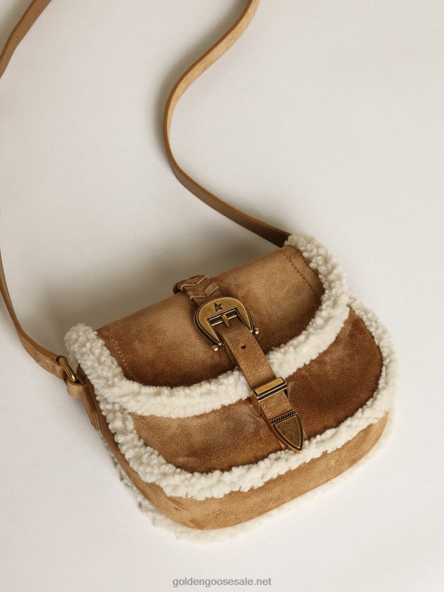 Small Rodeo Bag in suede with shearling details FN20N458 Women Golden Goose
