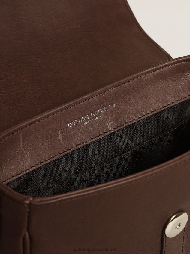 Small Sally Bag in dark brown leather with contrasting buckle and shoulder strap FN20N443 Women Golden Goose