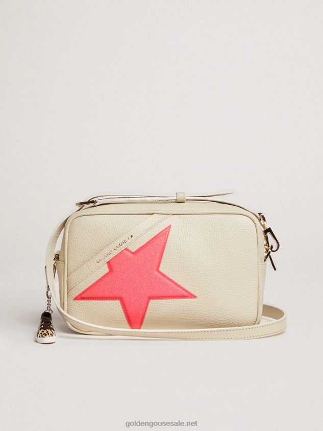 Off-white Star Bag in hammered leather fuchsia Golden Goose star with iridescent glitter FN20N494 Women