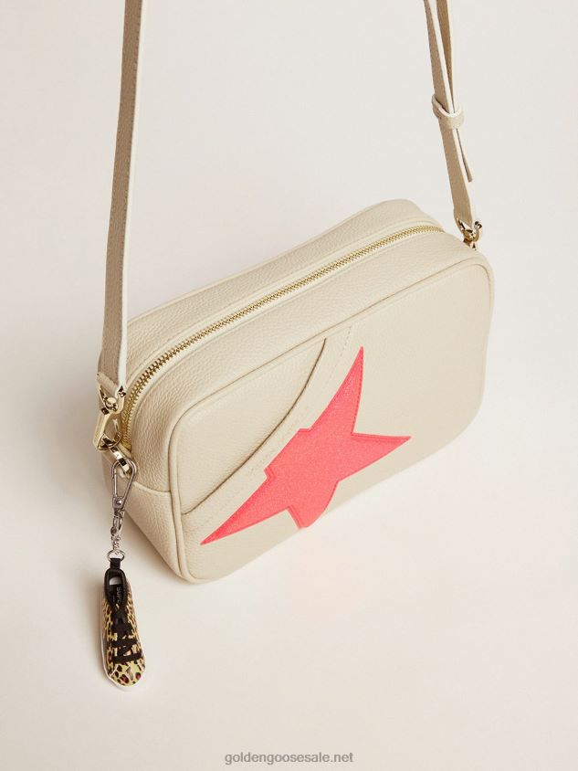 Off-white Star Bag in hammered leather fuchsia Golden Goose star with iridescent glitter FN20N494 Women