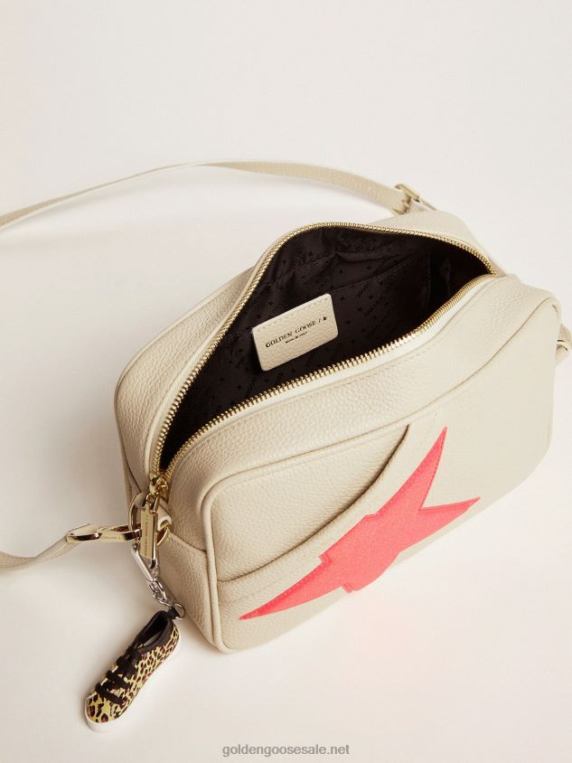 Off-white Star Bag in hammered leather fuchsia Golden Goose star with iridescent glitter FN20N494 Women