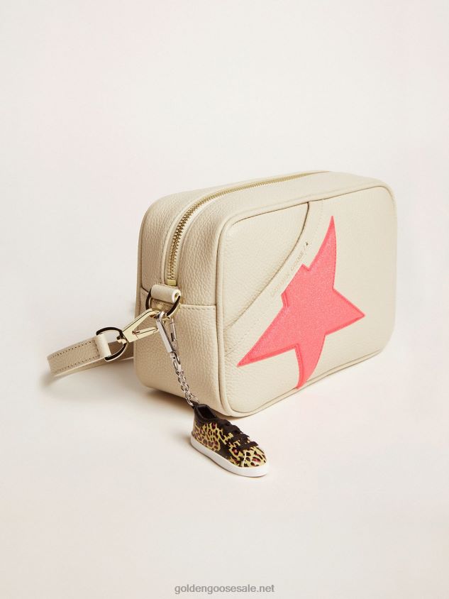 Off-white Star Bag in hammered leather fuchsia Golden Goose star with iridescent glitter FN20N494 Women