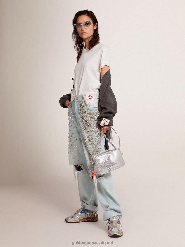 Silver Star Bag made of laminated leather with Swarovski star FN20N479 Women Golden Goose