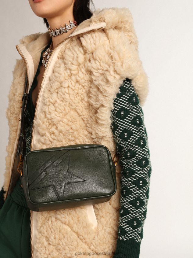 Star Bag in dark green leather with tone-on-tone star FN20N444 Women Golden Goose