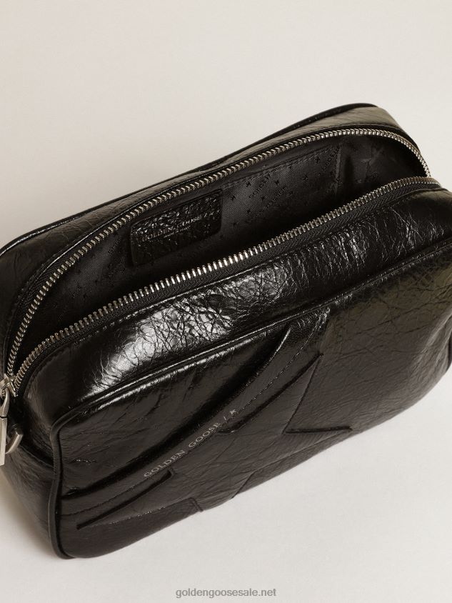 Star Bag in glossy black leather with tone-on-tone star FN20N488 Women Golden Goose