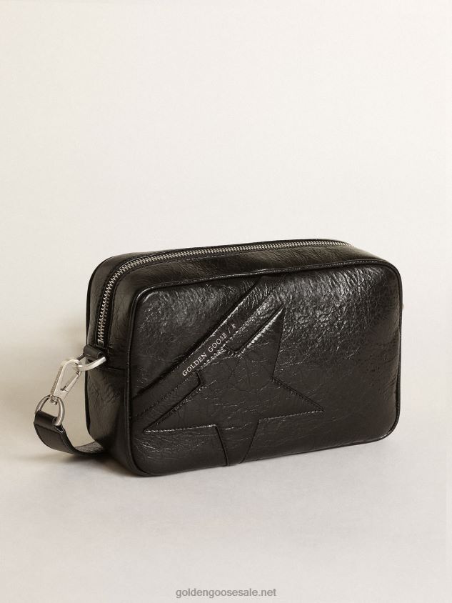 Star Bag in glossy black leather with tone-on-tone star FN20N488 Women Golden Goose