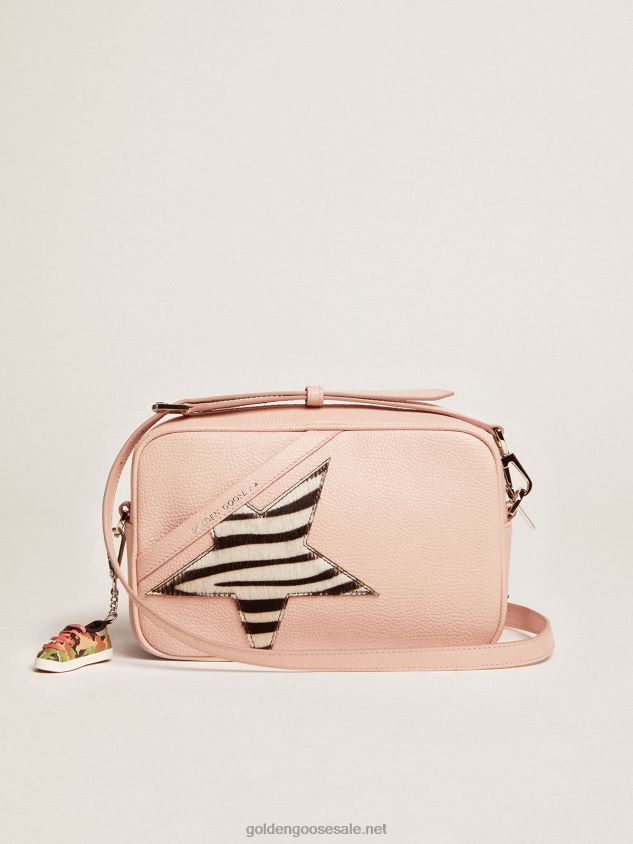 Star Bag in pink leather with zebra-print pony skin star FN20N468 Women Golden Goose