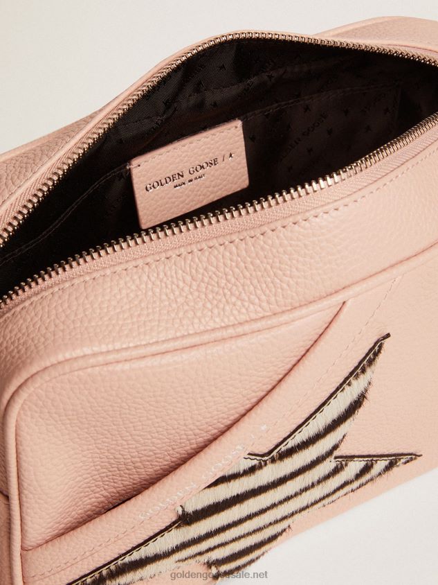 Star Bag in pink leather with zebra-print pony skin star FN20N468 Women Golden Goose