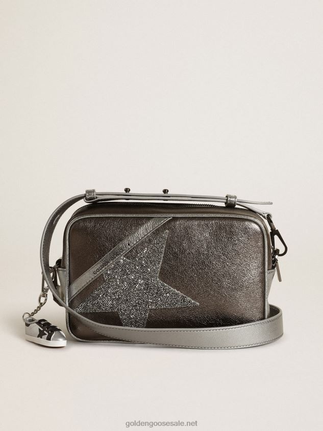 Star Bag in silver and anthracite-gray laminated leather with Swarovski crystal star FN20N487 Women Golden Goose
