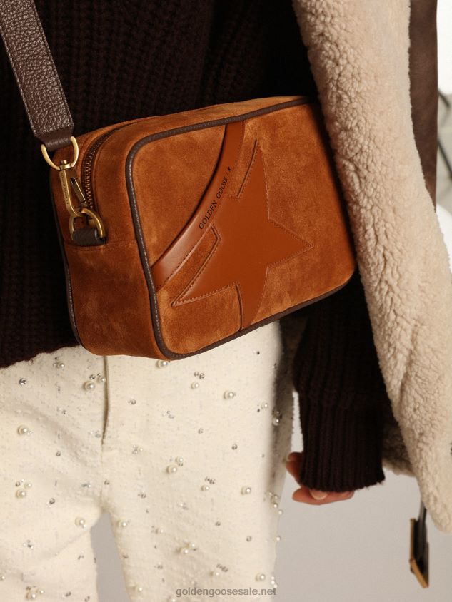 Star Bag in tobacco-colored suede with tone-on-tone leather star FN20N486 Women Golden Goose