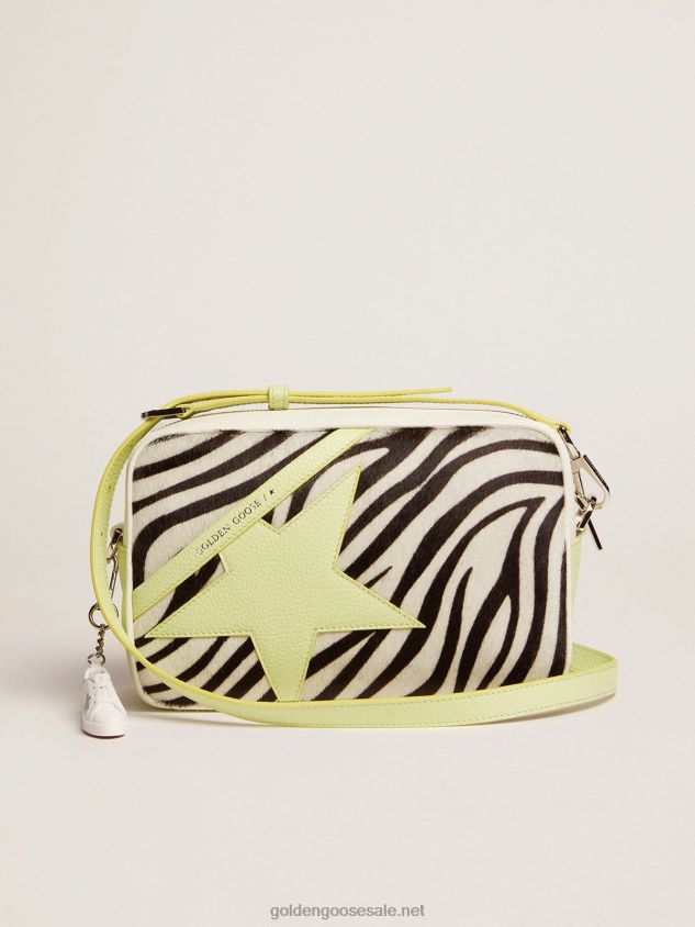 Star Bag in white and lime hammered leather with zebra-print pony skin insert FN20N463 Women Golden Goose