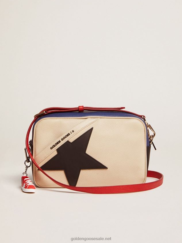 Star Bag made of pebbled leather with black star FN20N465 Women Golden Goose