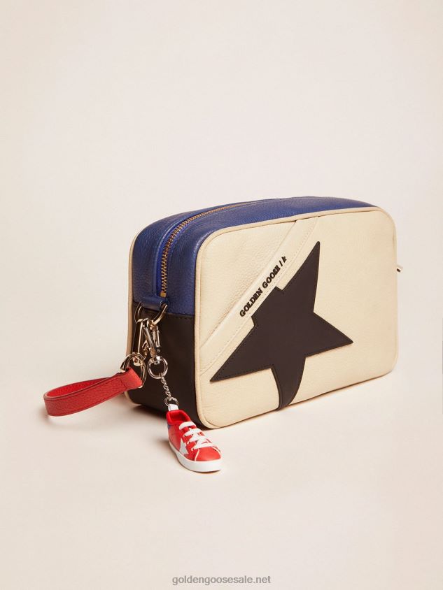 Star Bag made of pebbled leather with black star FN20N465 Women Golden Goose