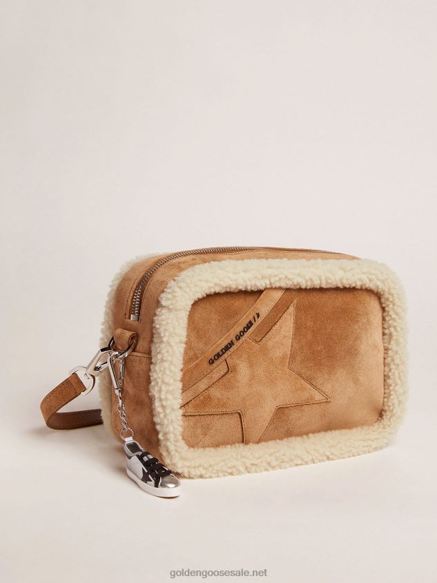 Star Bag made of suede leather with shearling edging FN20N477 Women Golden Goose