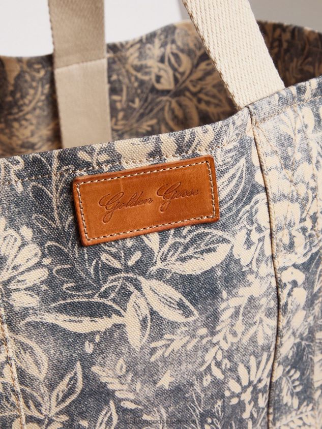 Golden Resort Capsule Collection canvas Ocean bag in vintage blue with contrasting FN20N452 Women