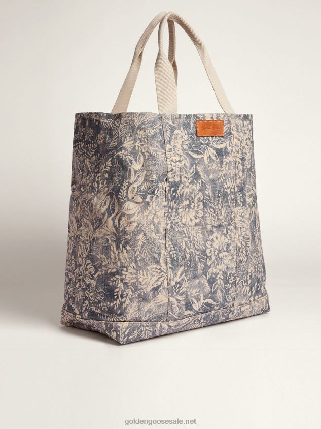 Golden Resort Capsule Collection canvas Ocean bag in vintage blue with contrasting FN20N452 Women