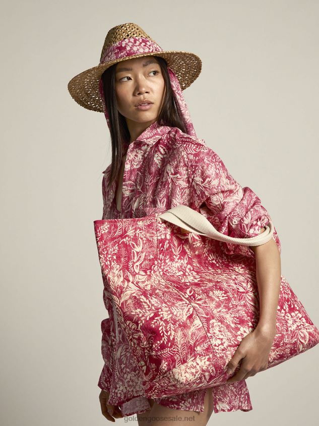 Golden Resort Capsule Collection canvas Ocean bag in vintage red with contrasting FN20N456 Women