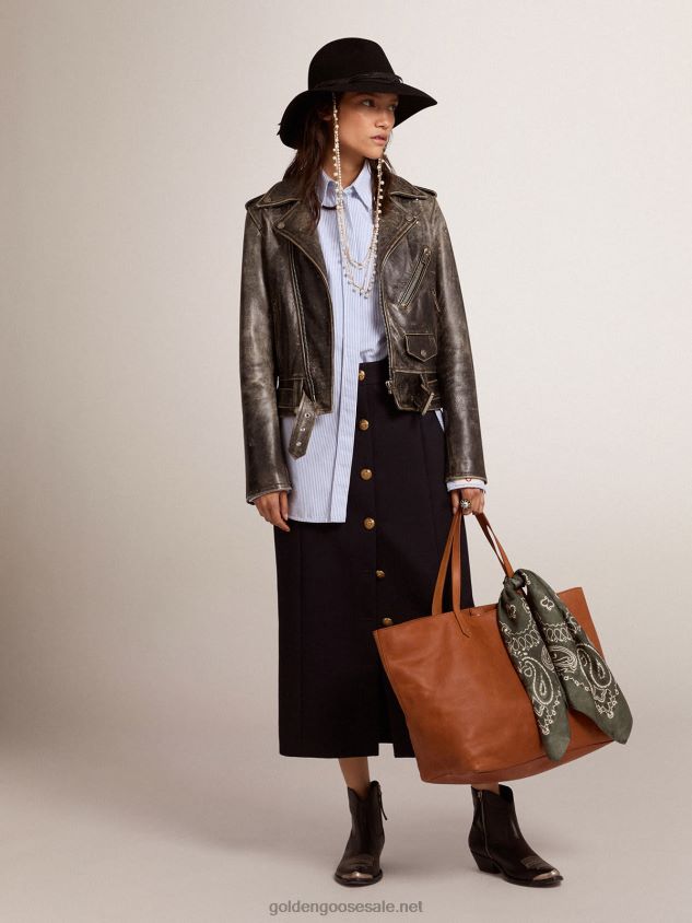 Pencil skirt in dark blue wool with gold-colored heraldic buttons FN20N1012 Women Golden Goose