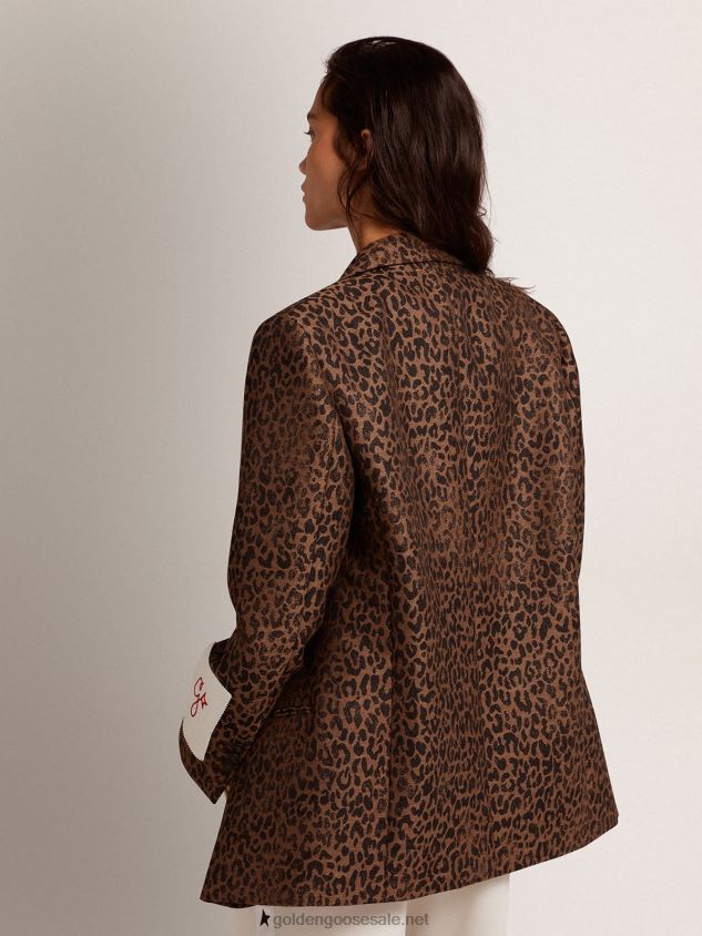 Collection single-breasted Tom Boy blazer in wool with jacquard animal pattern FN20N940 Women Golden Goose