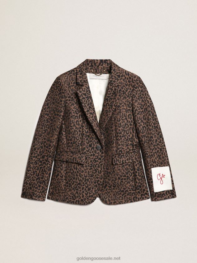 Collection single-breasted blazer in wool with jacquard animal pattern FN20N1041 Women Golden Goose