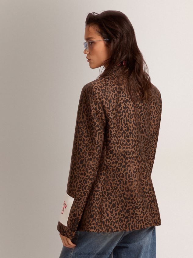 Collection single-breasted blazer in wool with jacquard animal pattern FN20N1041 Women Golden Goose