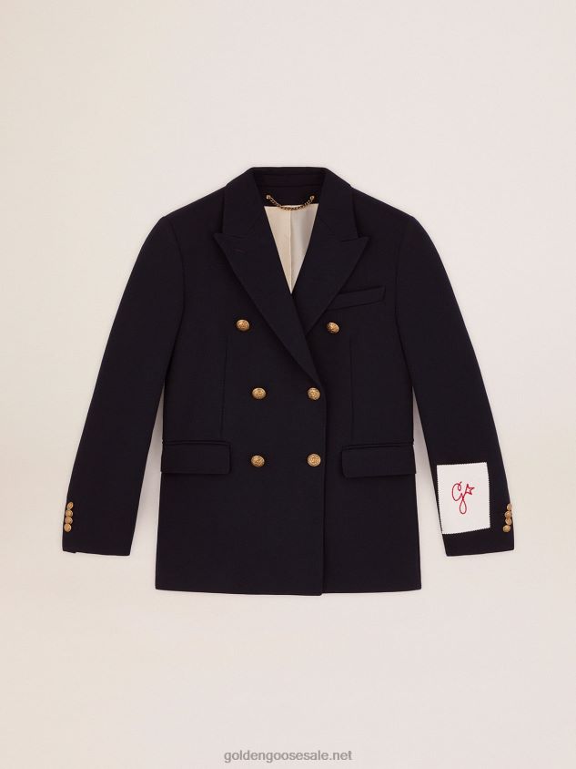 Double-breasted blazer in dark blue with gold-colored buttons FN20N914 Women Golden Goose
