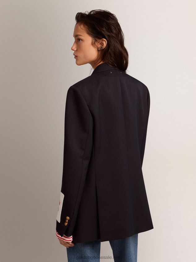 Double-breasted blazer in dark blue with gold-colored buttons FN20N914 Women Golden Goose
