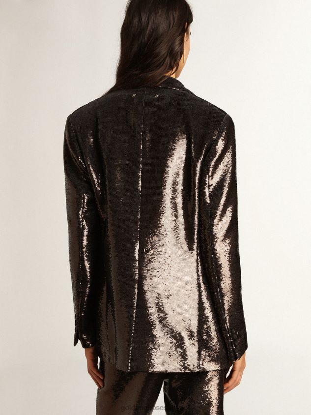 Gray single-breasted blazer with all-over sequins FN20N958 Women Golden Goose