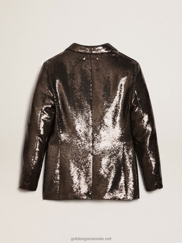 Gray single-breasted blazer with all-over sequins FN20N958 Women Golden Goose