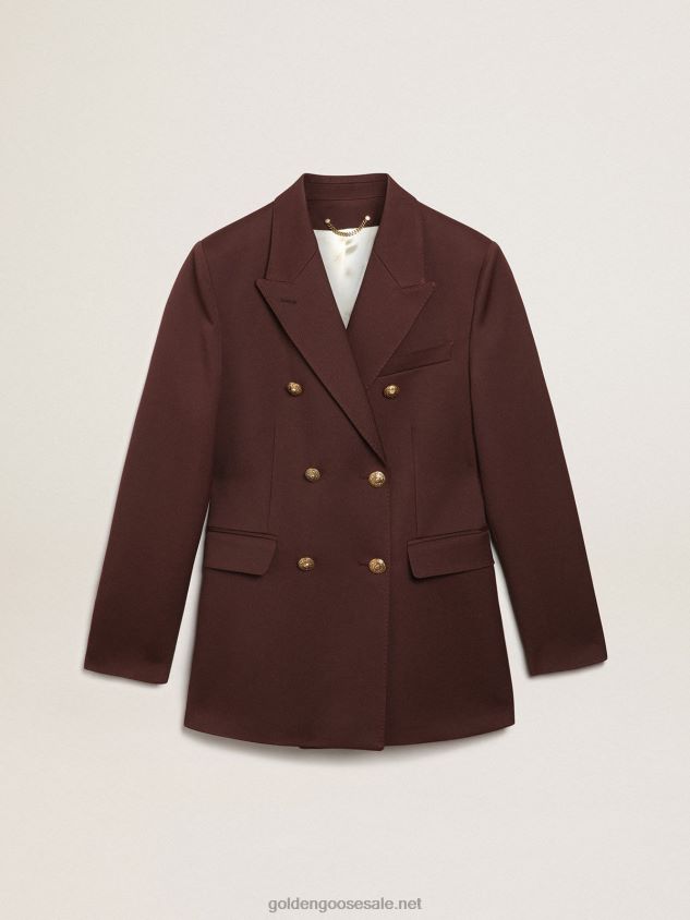 Journey Collection double-breasted blazer in chicory-coffee-colored wool gabardine FN20N994 Women Golden Goose