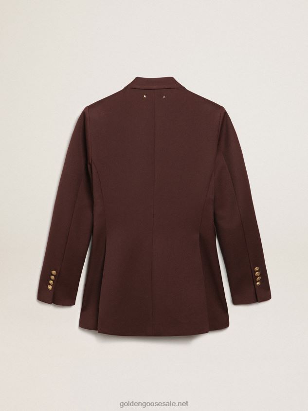 Journey Collection double-breasted blazer in chicory-coffee-colored wool gabardine FN20N994 Women Golden Goose