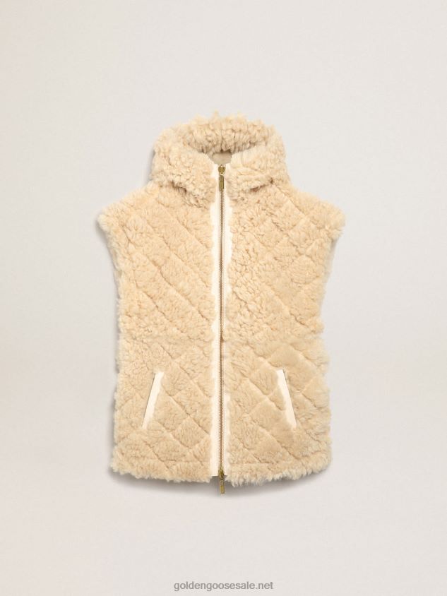 Journey Collection reversible sheepskin vest in ecru FN20N1005 Women Golden Goose