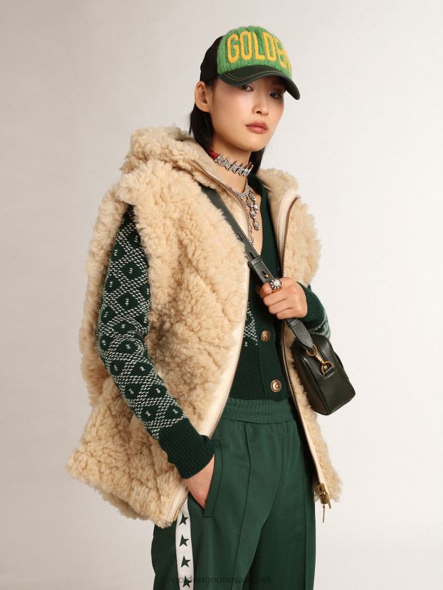 Journey Collection reversible sheepskin vest in ecru FN20N1005 Women Golden Goose