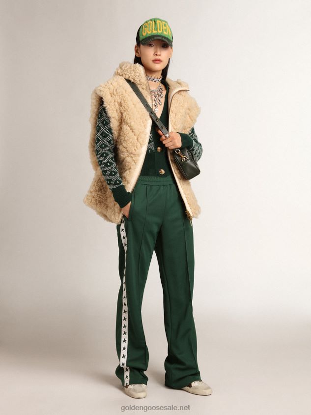 Journey Collection reversible sheepskin vest in ecru FN20N1005 Women Golden Goose