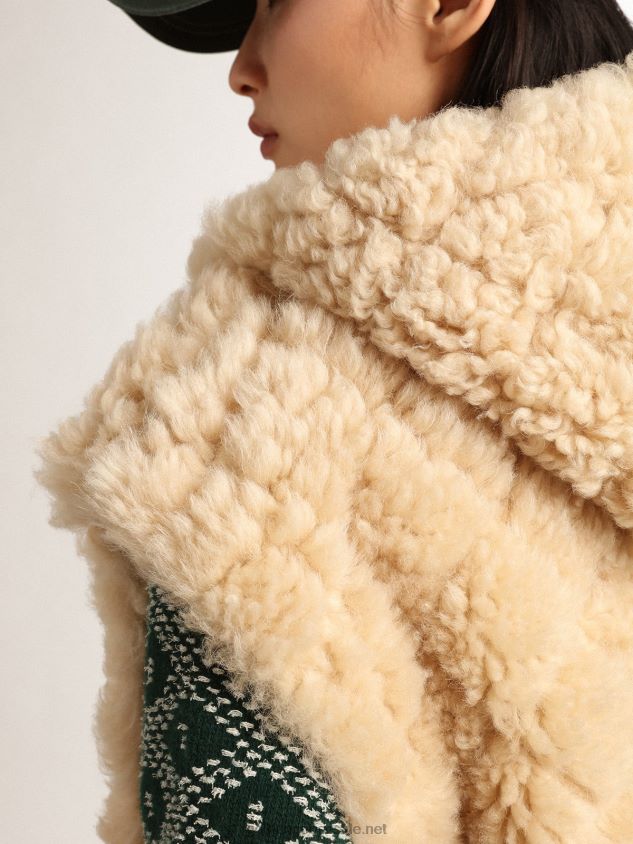 Journey Collection reversible sheepskin vest in ecru FN20N1005 Women Golden Goose