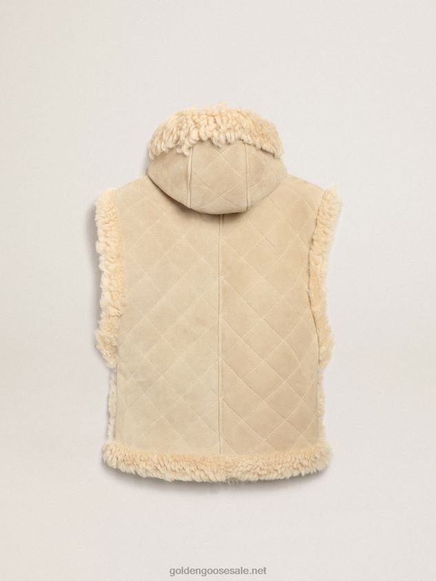 Journey Collection reversible sheepskin vest in ecru FN20N1005 Women Golden Goose