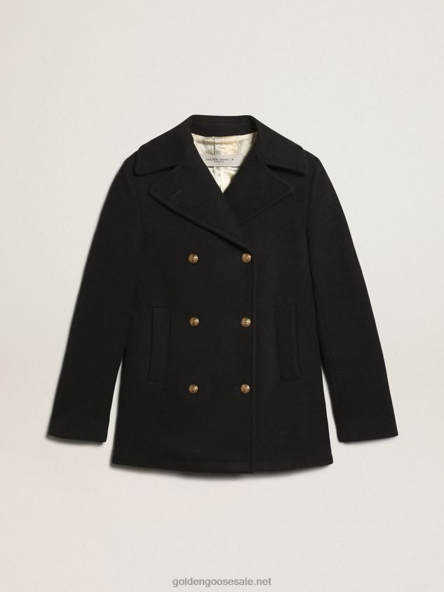 dark blue peacoat with gold-colored heraldic buttons FN20N919 Women Golden Goose