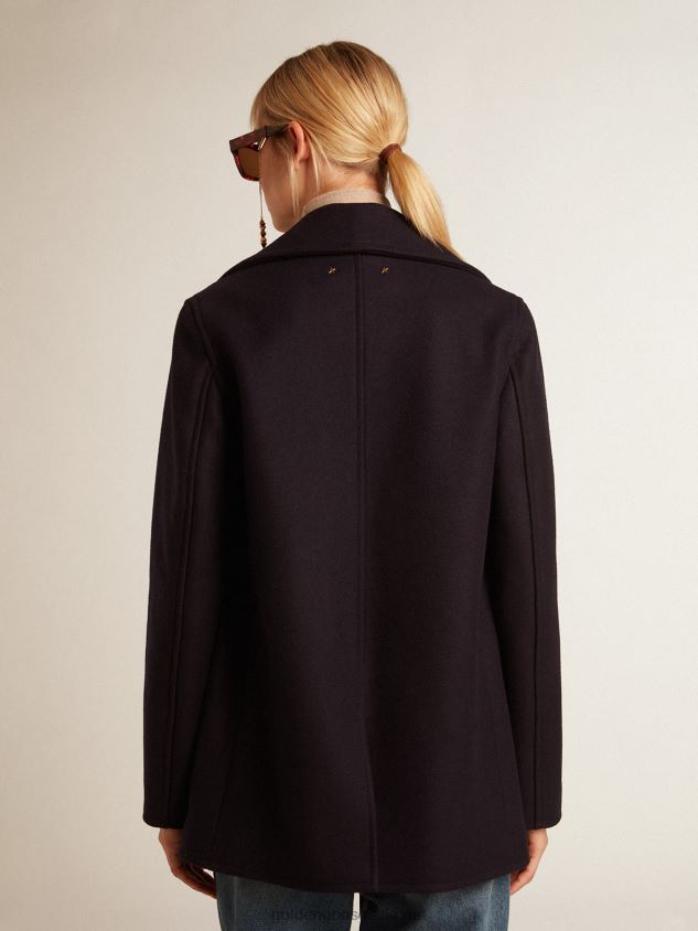 dark blue peacoat with gold-colored heraldic buttons FN20N919 Women Golden Goose