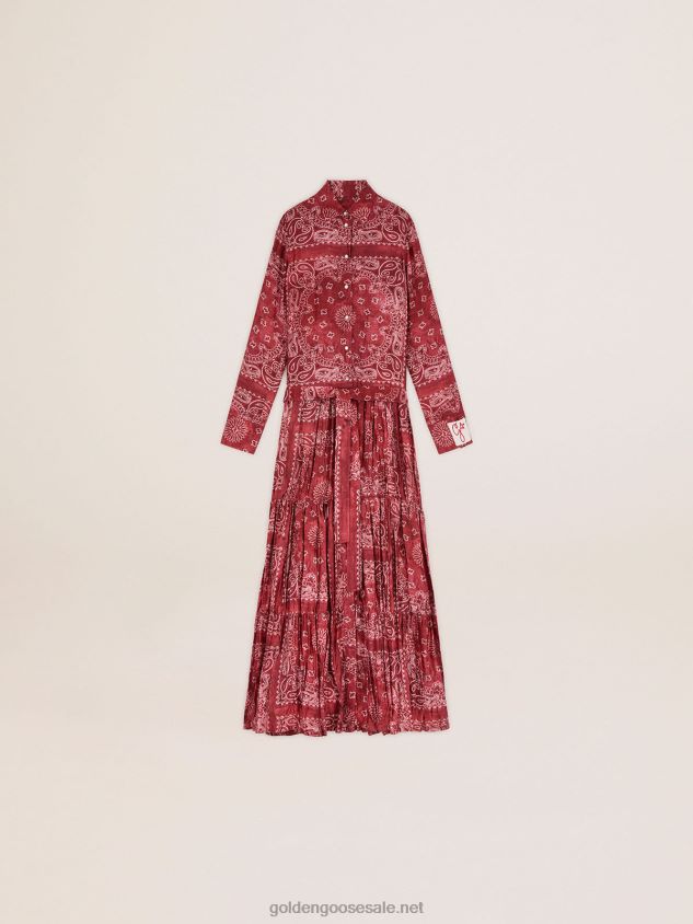 Collection shirt dress in burgundy with paisley print FN20N1023 Women Golden Goose
