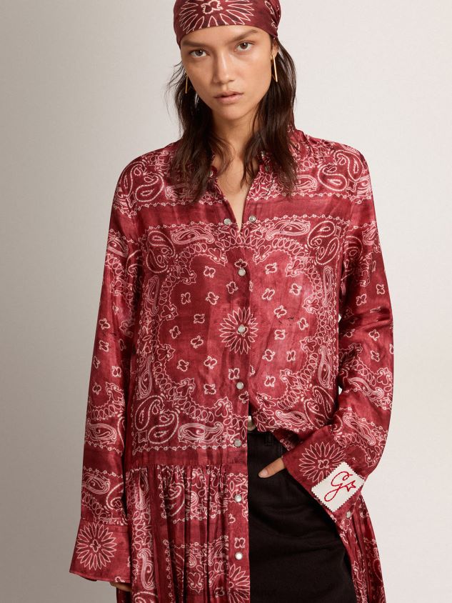 Collection shirt dress in burgundy with paisley print FN20N1023 Women Golden Goose