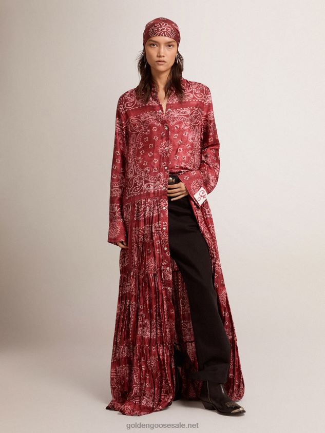 Collection shirt dress in burgundy with paisley print FN20N1023 Women Golden Goose