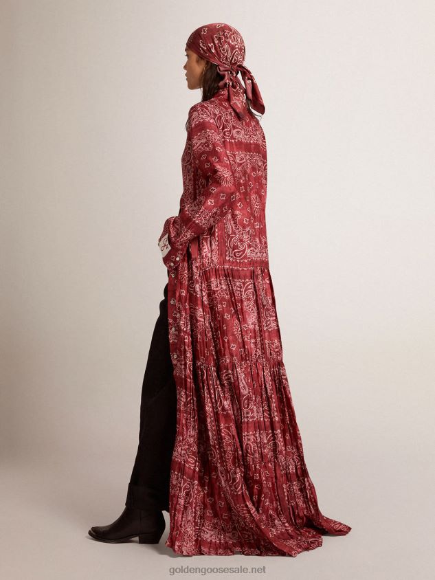 Collection shirt dress in burgundy with paisley print FN20N1023 Women Golden Goose