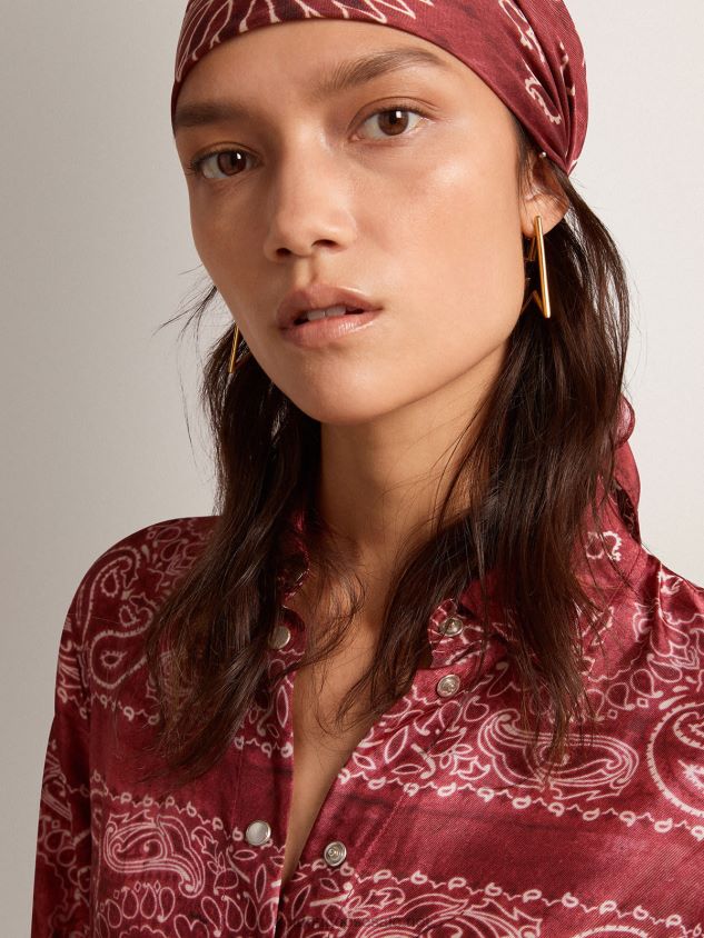 Collection shirt dress in burgundy with paisley print FN20N1023 Women Golden Goose