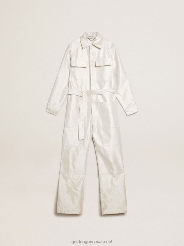 Golden white denim jumpsuit FN20N926 Women