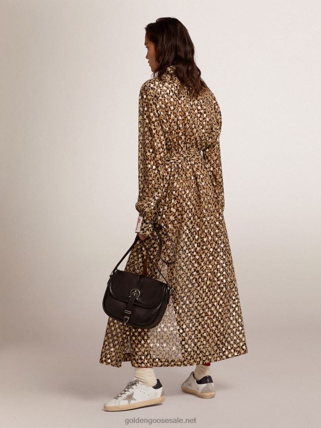 Shirt dress with animal print and gold plumetis FN20N1016 Women Golden Goose
