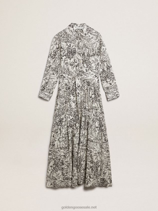 White dress with black toile de jouy print FN20N1054 Women Golden Goose