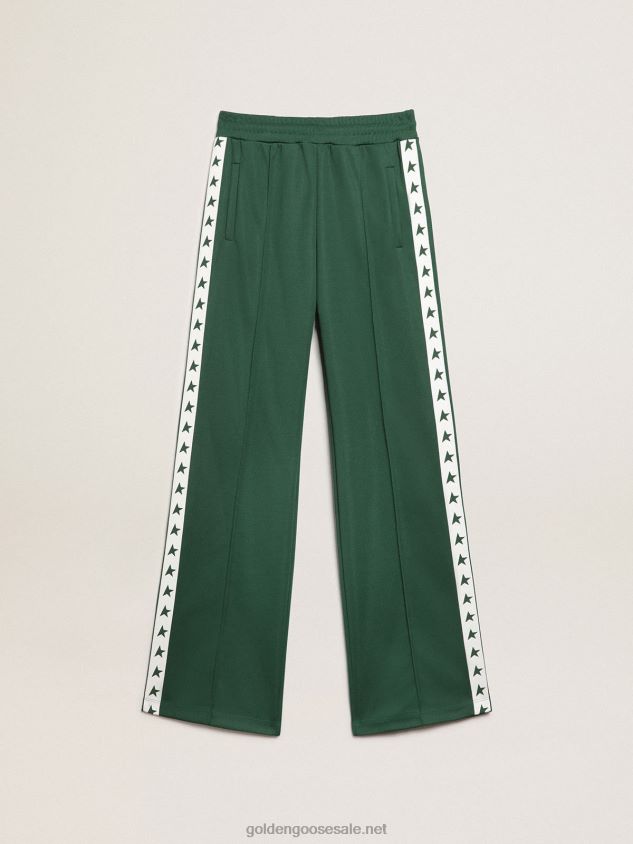 Bright-green Dorotea Star Collection jogging pants with contrasting strip and stars FN20N1063 Women Golden Goose